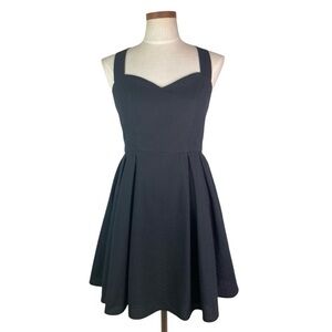 Lauren James Livingston Bow Dress Black Seersucker Sz M